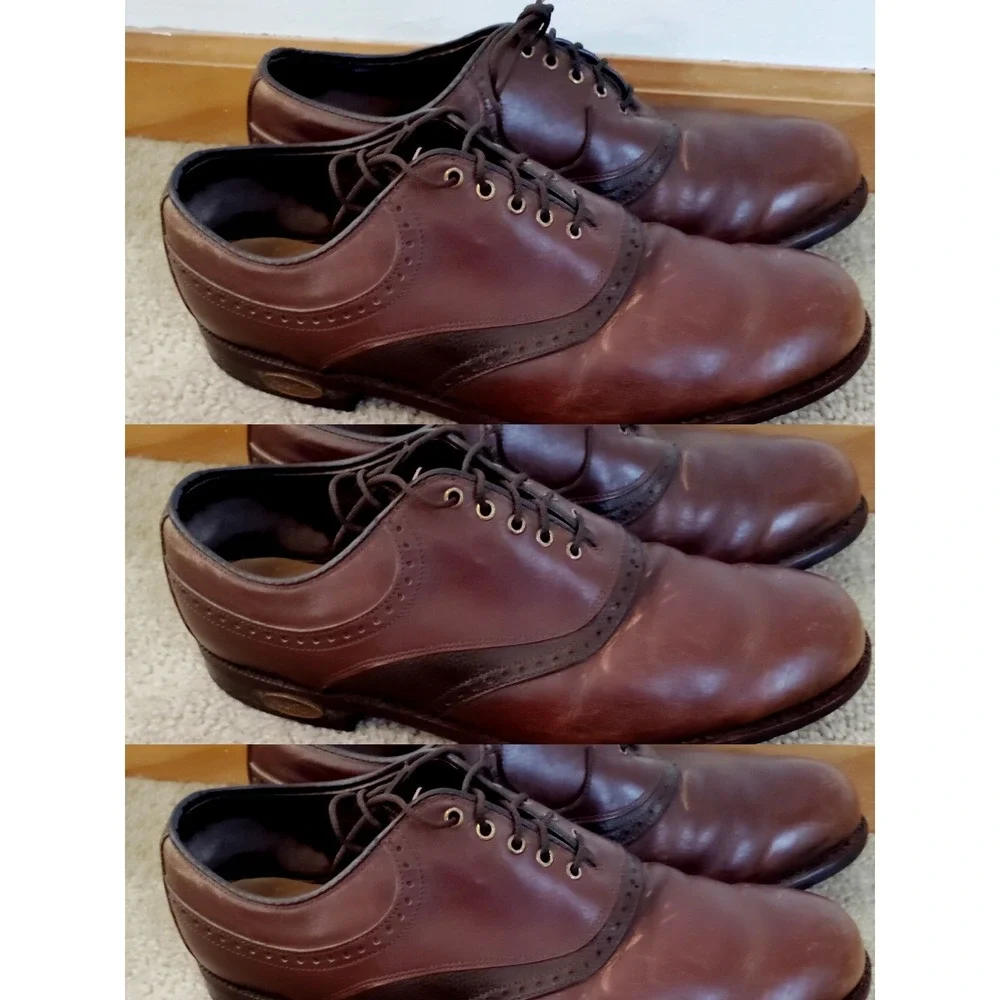 Footjoy Icon Golf Shoes Mens Oxford Wing Tip Cleats 11.5 D Brown Soft Leather***